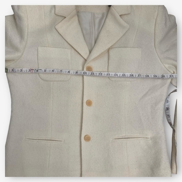 Wool Blend Ivory Cream Button Up Collared Jacket by Kate Hill, size 14 - Picture 5 of 6